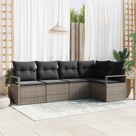 Conjunto de sofá de jardín con cojín 5 pcs Gris en Sofás de exterior | Comprar online en Foru.es