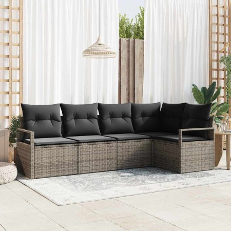 Conjunto de sofá de jardín con cojín 5 pcs Gris en Sofás de exterior | Comprar online en Foru.es