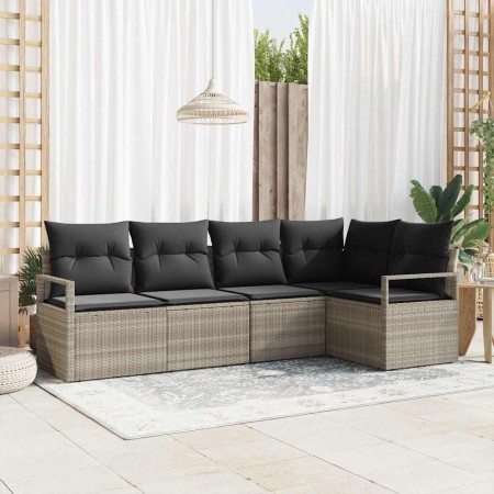 Conjunto de sofá de jardín con cojín 5 pcs Gris Claro en Sofás de exterior | Comprar online en Foru.es
