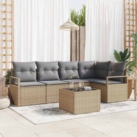 Conjunto de sofá de jardín con cojín 6 pcs Beige y Gris Claro en Sofás de exterior | Comprar online en Foru.es