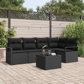 Conjunto de sofá de jardín con cojín 6 pcs Negro en Sofás de exterior | Comprar online en Foru.es