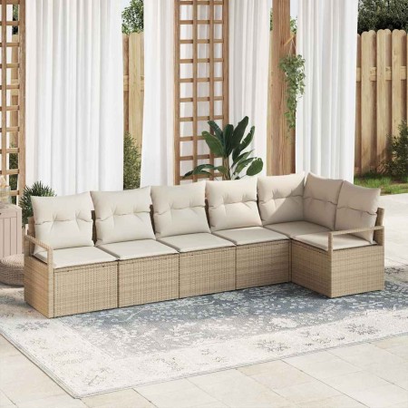 Conjunto de sofá de jardín con cojín 6 pcs Beige y Crema en Sofás de exterior | Comprar online en Foru.es