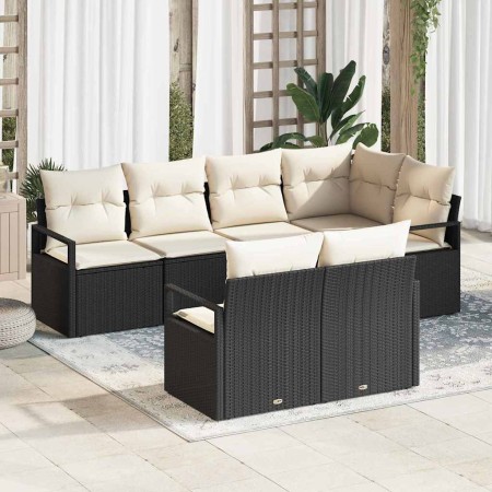 Conjunto de sofás de jardín 7 pcs Negro y ratán sintético en Sofás de exterior | Comprar online en Foru.es