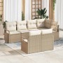Conjunto de sofás de jardín 7 pcs Beige y ratán sintético en Sofás de exterior | Comprar online en Foru.es