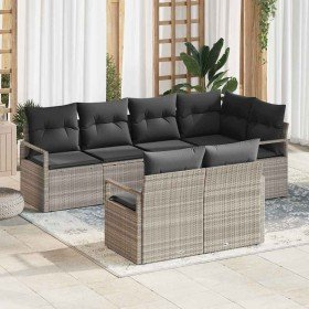 Conjunto de sofás de jardín 7 pcs Gris Claro ratán sintético en Sofás de exterior | Comprar online en Foru.es