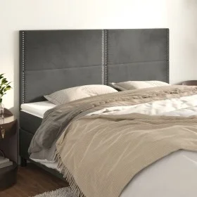 Cabeceros 4 unidades de terciopelo gris oscuro 100x5x78/88 cm de vidaXL, Cabeceros y pies de cama - Ref: Foro24-3116259, Prec...