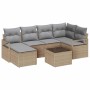 Conjunto de sofá de jardín con cojín 7 pcs Beige y Gris Claro en Sofás de exterior | Comprar online en Foru.es