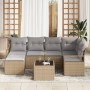Conjunto de sofá de jardín con cojín 7 pcs Beige y Gris Claro en Sofás de exterior | Comprar online en Foru.es