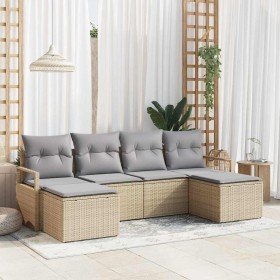Conjunto de sofá de jardín con cojín 6 pcs Beige y Gris Claro en Sofás de exterior | Comprar online en Foru.es