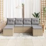 Conjunto de sofá de jardín con cojín 6 pcs Beige y Gris Claro en Sofás de exterior | Comprar online en Foru.es