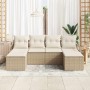 Conjunto de sofá de jardín con cojín 6 pcs Beige y Crema en Sofás de exterior | Comprar online en Foru.es