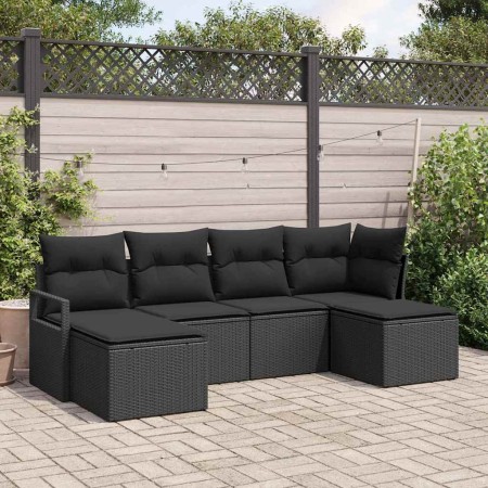 Conjunto de sofá de jardín con cojín 6 pcs Negro en Sofás de exterior | Comprar online en Foru.es