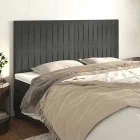 Cabeceros 4 unidades de terciopelo gris oscuro 100x5x78/88 cm de vidaXL, Cabeceros y pies de cama - Ref: Foro24-3116637, Prec...