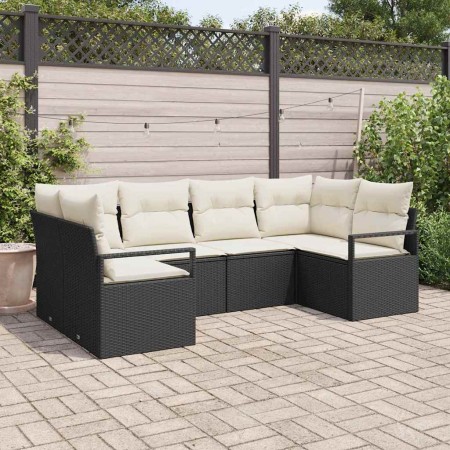 Conjunto de sofás de jardín 6 pcs Negro y ratán sintético en Sofás de exterior | Comprar online en Foru.es