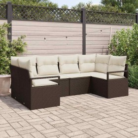 Conjunto de sofás de jardín 6 pcs Marrón y ratán sintético en Sofás de exterior | Comprar online en Foru.es