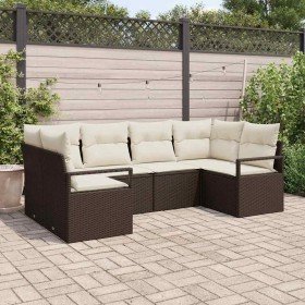 Conjunto de sofás de jardín 6 pcs Marrón y ratán sintético en Sofás de exterior | Comprar online en Foru.es