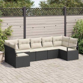 Conjunto de sofás de jardín 7 pcs Negro y ratán sintético en Sofás de exterior | Comprar online en Foru.es