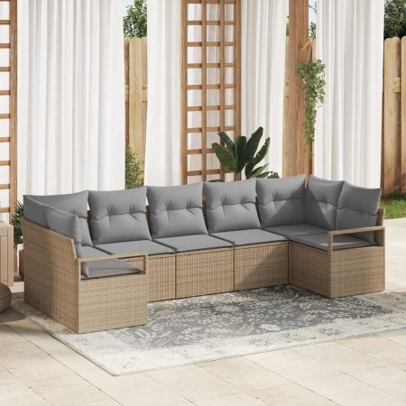Conjunto de sofás de jardín con cojín 7 pcs Beige y Gris Claro en Sofás de exterior | Comprar online en Foru.es