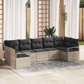 Conjunto de sofás de jardín 7 pcs Gris Claro ratán sintético en Sofás de exterior | Comprar online en Foru.es