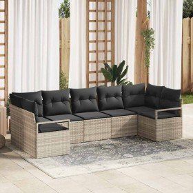 Conjunto de sofás de jardín 7 pcs Gris Claro ratán sintético en Sofás de exterior | Comprar online en Foru.es