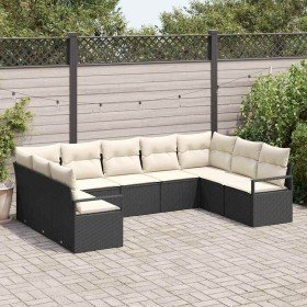 Conjunto de sofás de jardín 9 pcs Negro y ratán sintético en Sofás de exterior | Comprar online en Foru.es