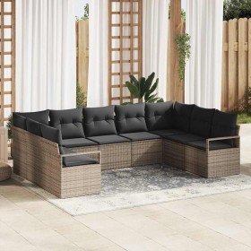 Conjunto de sofás de jardín 9 pcs Gris ratán sintético en Sofás de exterior | Comprar online en Foru.es