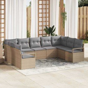 Conjunto de sofás de jardín con cojín 9 pcs Beige y Gris Claro en Sofás de exterior | Comprar online en Foru.es