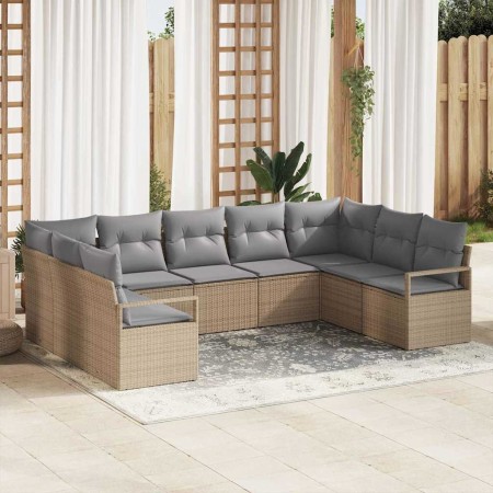 Conjunto de sofás de jardín con cojín 9 pcs Beige y Gris Claro en Sofás de exterior | Comprar online en Foru.es