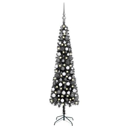 Árbol de Navidad delgado con LEDs y bolas negro 180 cm de vidaXL, Arboles de navidad - Ref: Foro24-3078113, Precio: 54,28 €, ...