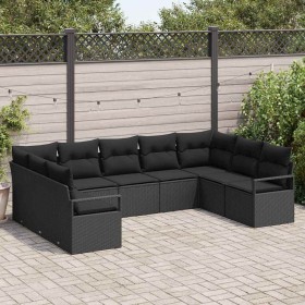 Conjunto de sofá de jardín con cojín 9 pcs Negro en Sofás de exterior | Comprar online en Foru.es