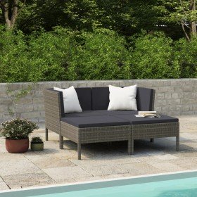 Set de muebles de jardín 4 pzas y cojines ratán sintético gris en Conjuntos de jardín | Comprar online en Foru.es