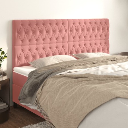 Cabeceros 4 unidades de terciopelo rosa 100x7x78/88 cm de vidaXL, Cabeceros y pies de cama - Ref: Foro24-3116739, Precio: 177...