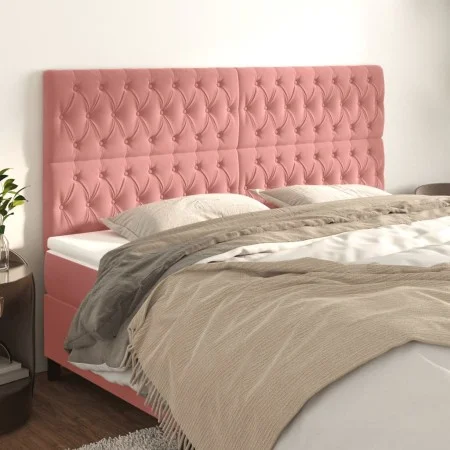 Cabeceros 4 unidades de terciopelo rosa 100x7x78/88 cm de vidaXL, Cabeceros y pies de cama - Ref: Foro24-3116739, Precio: 178...