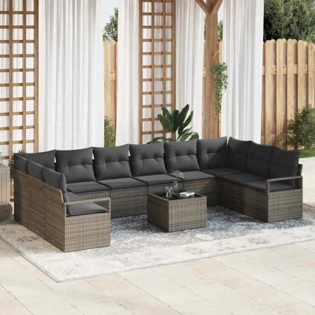 Conjunto de sofá de jardín con cojín 11 pcs Gris Claro en Sofás de exterior | Comprar online en Foru.es