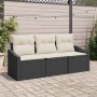 Conjunto de sofás de jardín 3 pcs Negro y ratán sintético en Sofás de exterior | Comprar online en Foru.es