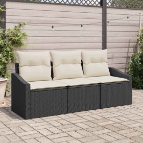 Conjunto de sofás de jardín 3 pcs Negro y ratán sintético en Sofás de exterior | Comprar online en Foru.es