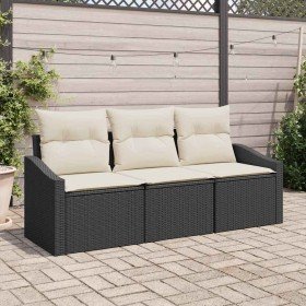 Conjunto de sofás de jardín 3 pcs Negro y ratán sintético en Sofás de exterior | Comprar online en Foru.es