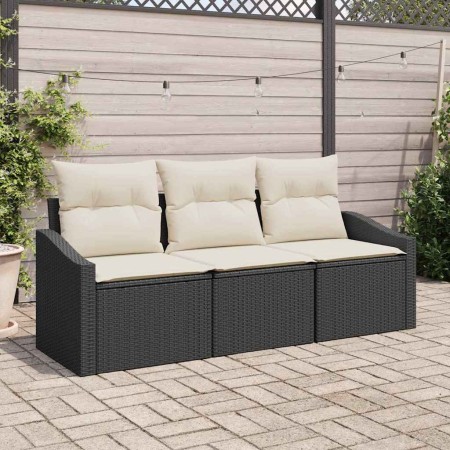 Conjunto de sofás de jardín 3 pcs Negro y ratán sintético en Sofás de exterior | Comprar online en Foru.es