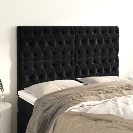 Cabeceros 4 unidades de terciopelo negro 80x7x78/88 cm de vidaXL, Cabeceros y pies de cama - Ref: Foro24-3116724, Precio: 153...