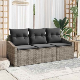 Conjunto de sofás de jardín 3 pcs Gris ratán sintético en Sofás de exterior | Comprar online en Foru.es