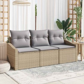 Conjunto de sofás de jardín con cojín 3 pcs Beige y Gris Claro en Sofás de exterior | Comprar online en Foru.es