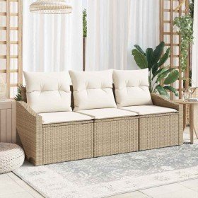 Conjunto de sofás de jardín 3 pcs Beige y ratán sintético en Sofás de exterior | Comprar online en Foru.es