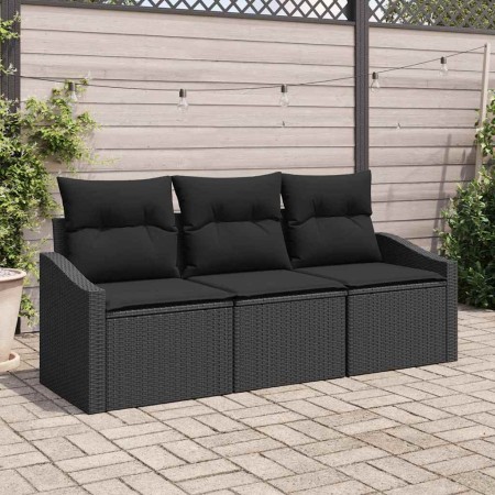 Conjunto de sofás de jardín 3 pcs Negro ratán sintético en Sofás de exterior | Comprar online en Foru.es