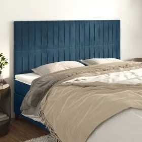 Cabeceros 4 unidades de terciopelo azul oscuro 90x5x78/88 cm de vidaXL, Cabeceros y pies de cama - Ref: Foro24-3116634, Preci...