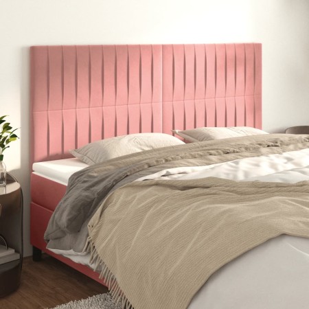 Cabeceros 4 unidades de terciopelo rosa 90x5x78/88 cm de vidaXL, Cabeceros y pies de cama - Ref: Foro24-3116635, Precio: 106,...
