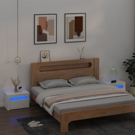 Mesitas de noche con LED 2 unidades blanco 60x35x40 cm de vidaXL, Mesitas de noche - Ref: Foro24-3080734, Precio: 109,14 €, D...
