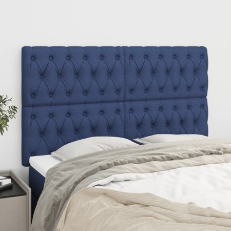 Cabeceros 4 unidades de tela azul 80x7x78/88 cm de vidaXL, Cabeceros y pies de cama - Ref: Foro24-3116680, Precio: 140,38 €, ...