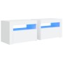 Mesitas de noche con LED 2 unidades blanco 60x35x40 cm de vidaXL, Mesitas de noche - Ref: Foro24-3080734, Precio: 109,14 €, D...