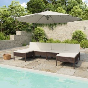 Set muebles de jardín 6 piezas y cojines ratán sintético marrón en Conjuntos de jardín | Comprar online en Foru.es