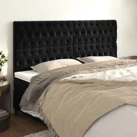 Cabeceros 4 unidades de terciopelo negro 90x7x78/88 cm de vidaXL, Cabeceros y pies de cama - Ref: Foro24-3116730, Precio: 161...
